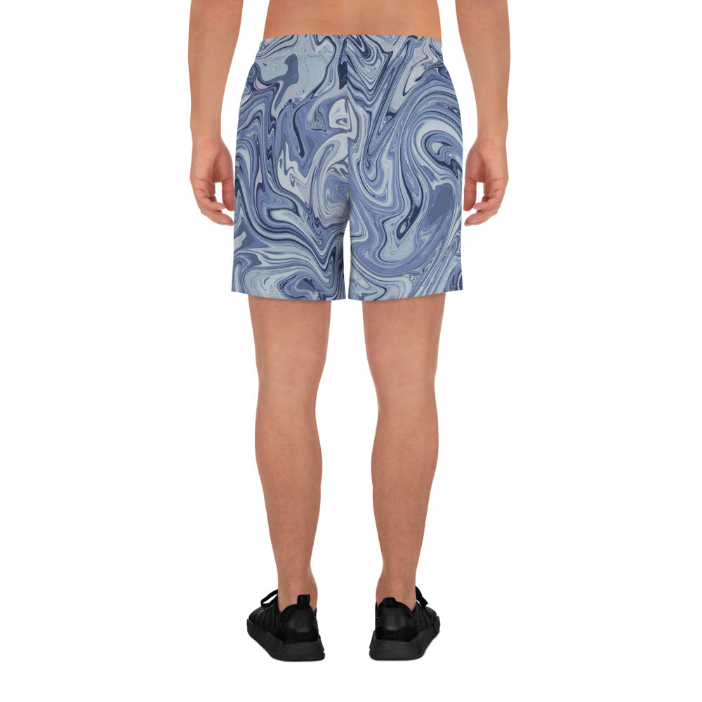 Recycled Marble Athletic Shorts - Cobalt