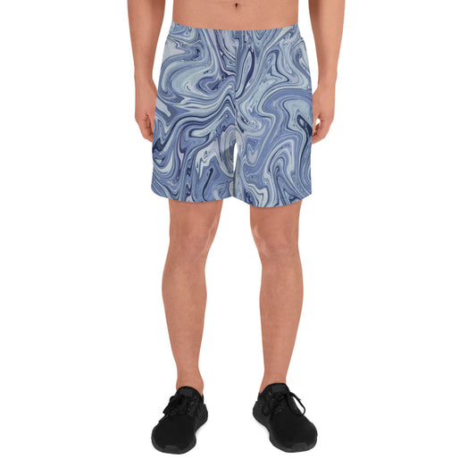 Recycled Marble Athletic Shorts - Cobalt