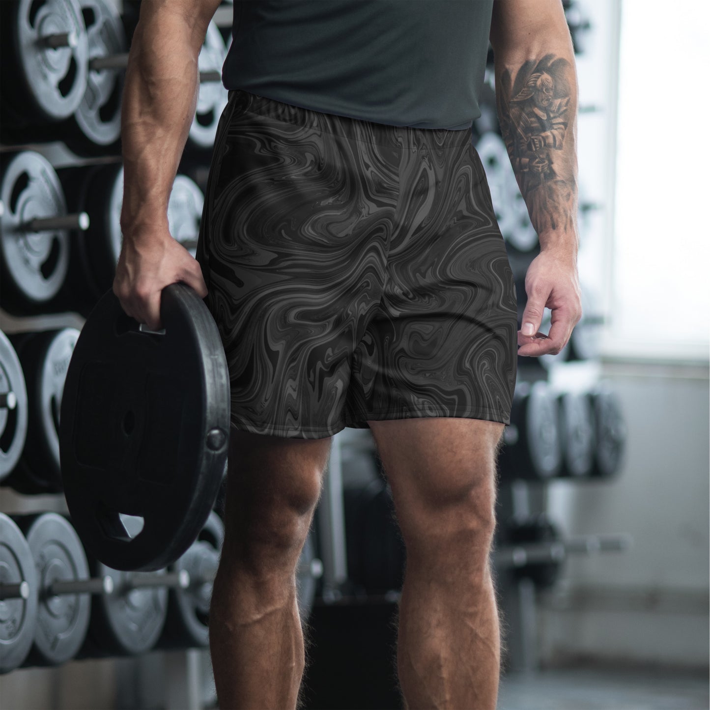 Recycled Marble Athletic Shorts - Onyx