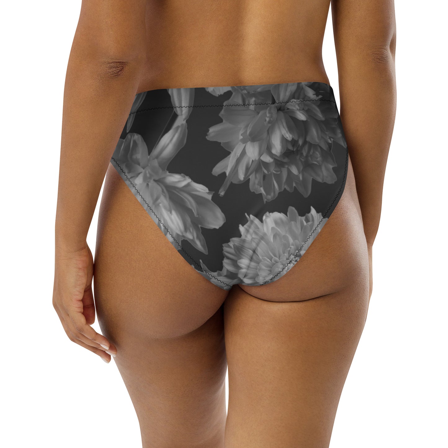 Recycled Gillyflower High-Waisted Bikini Bottom in Amboy Black