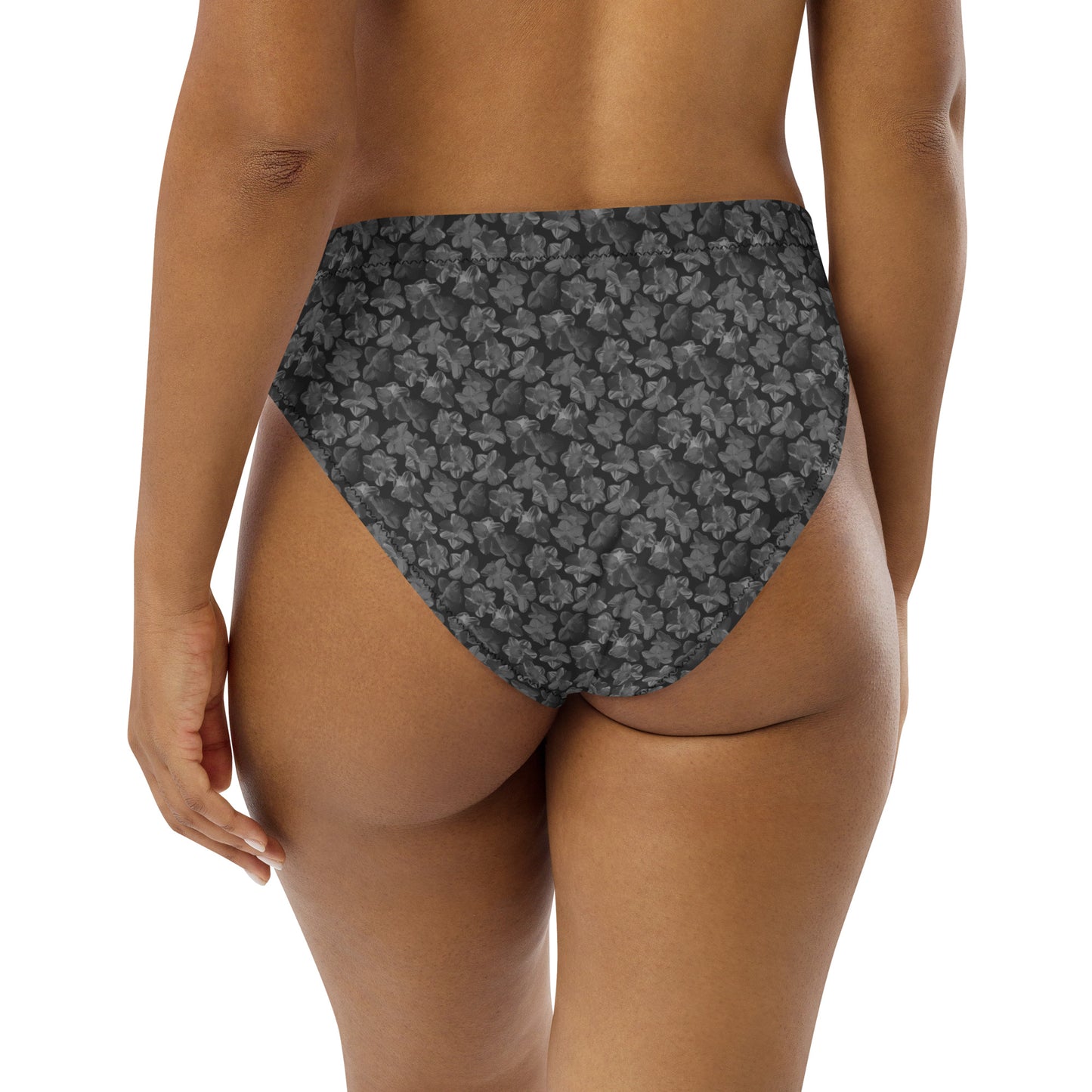 Recycled Flourish and Flow High-Waisted Bikini Bottom in Amboy Black