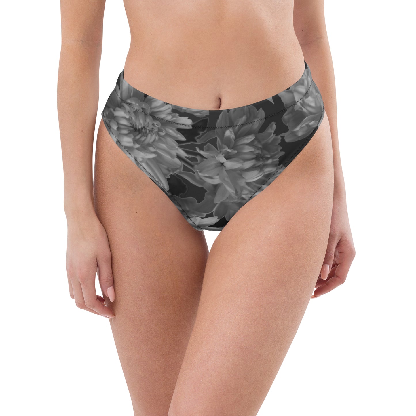 Recycled Gillyflower High-Waisted Bikini Bottom in Amboy Black