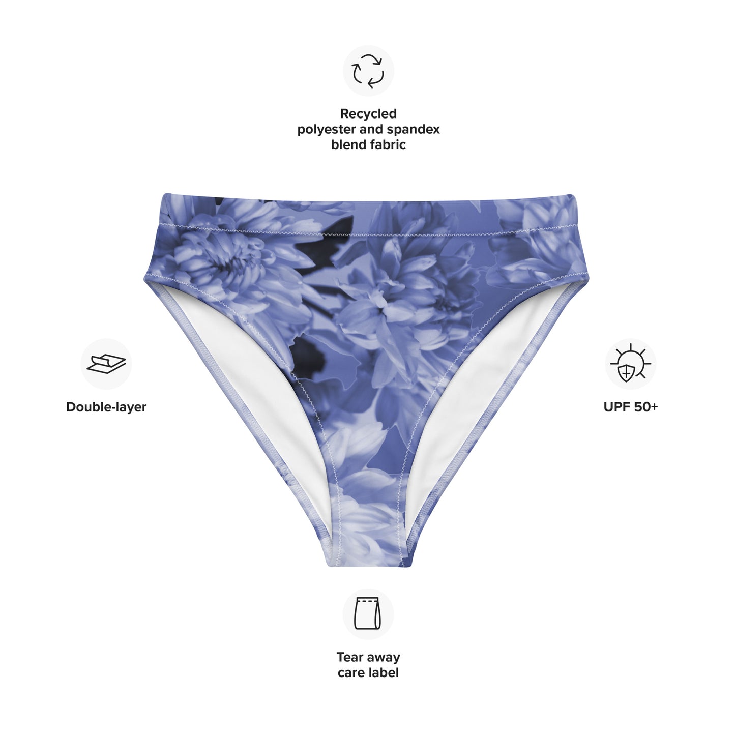 Recycled Gillyflower High-Waisted Bikini Bottom in Malibu Blue