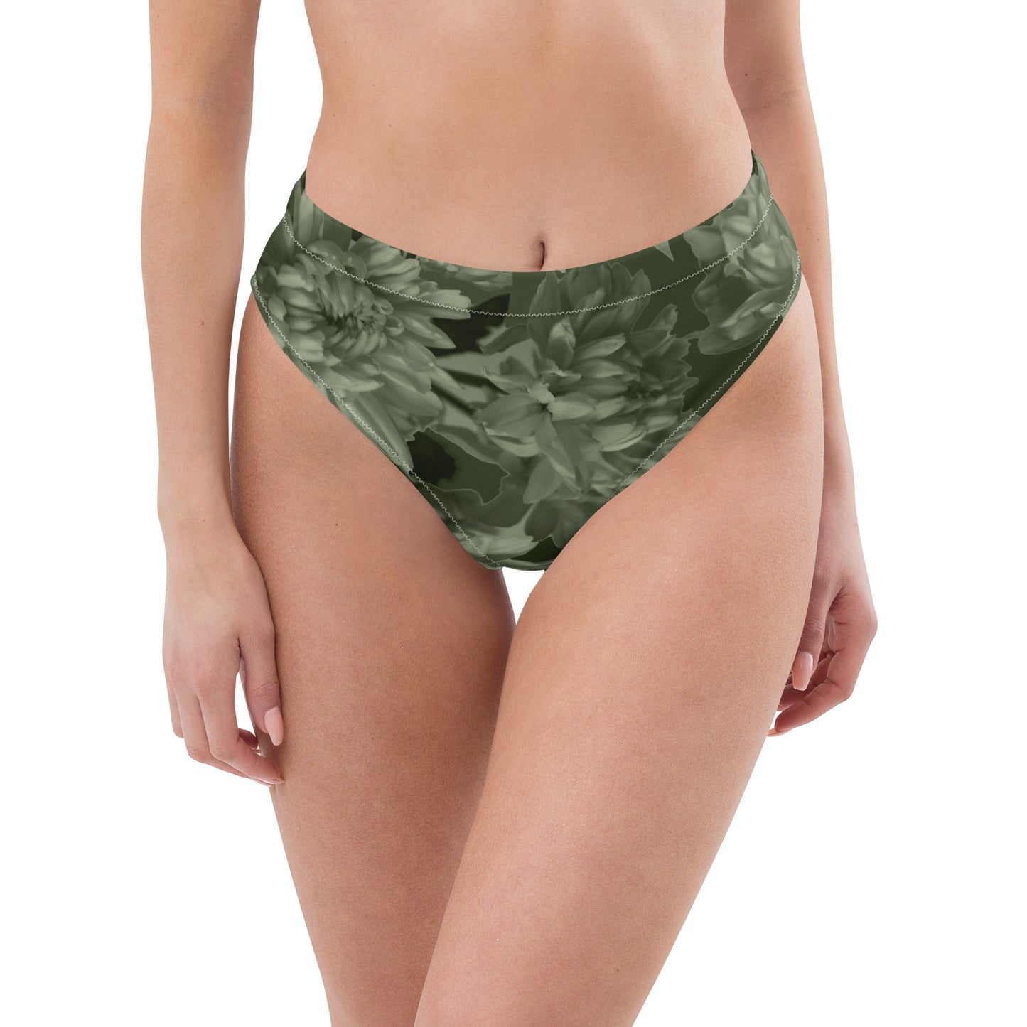 Recycled Gillyflower High-Waisted Bikini Bottom in Anacapa Green