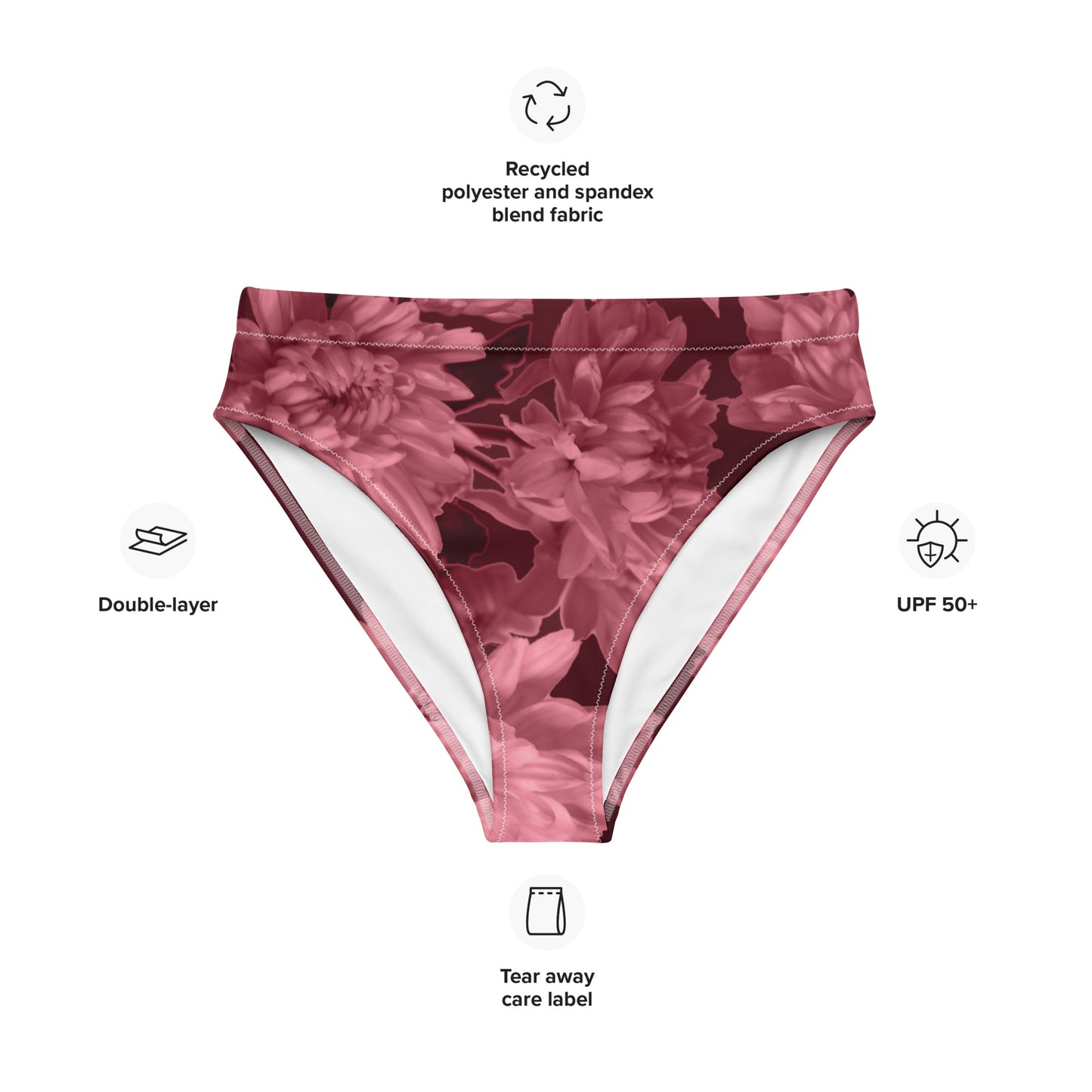 Recycled Gillyflower High-Waisted Bikini Bottom in Napa Red