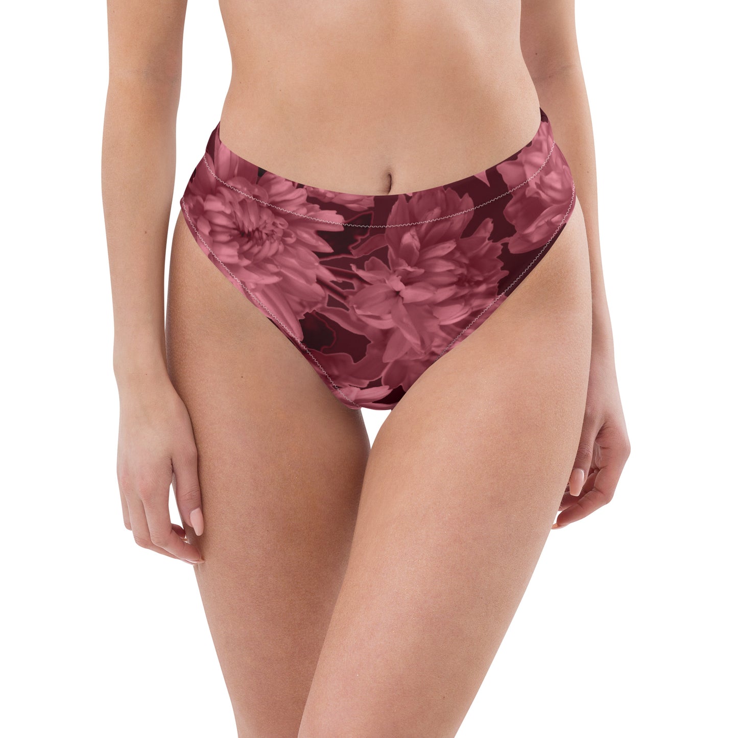 Recycled Gillyflower High-Waisted Bikini Bottom in Napa Red