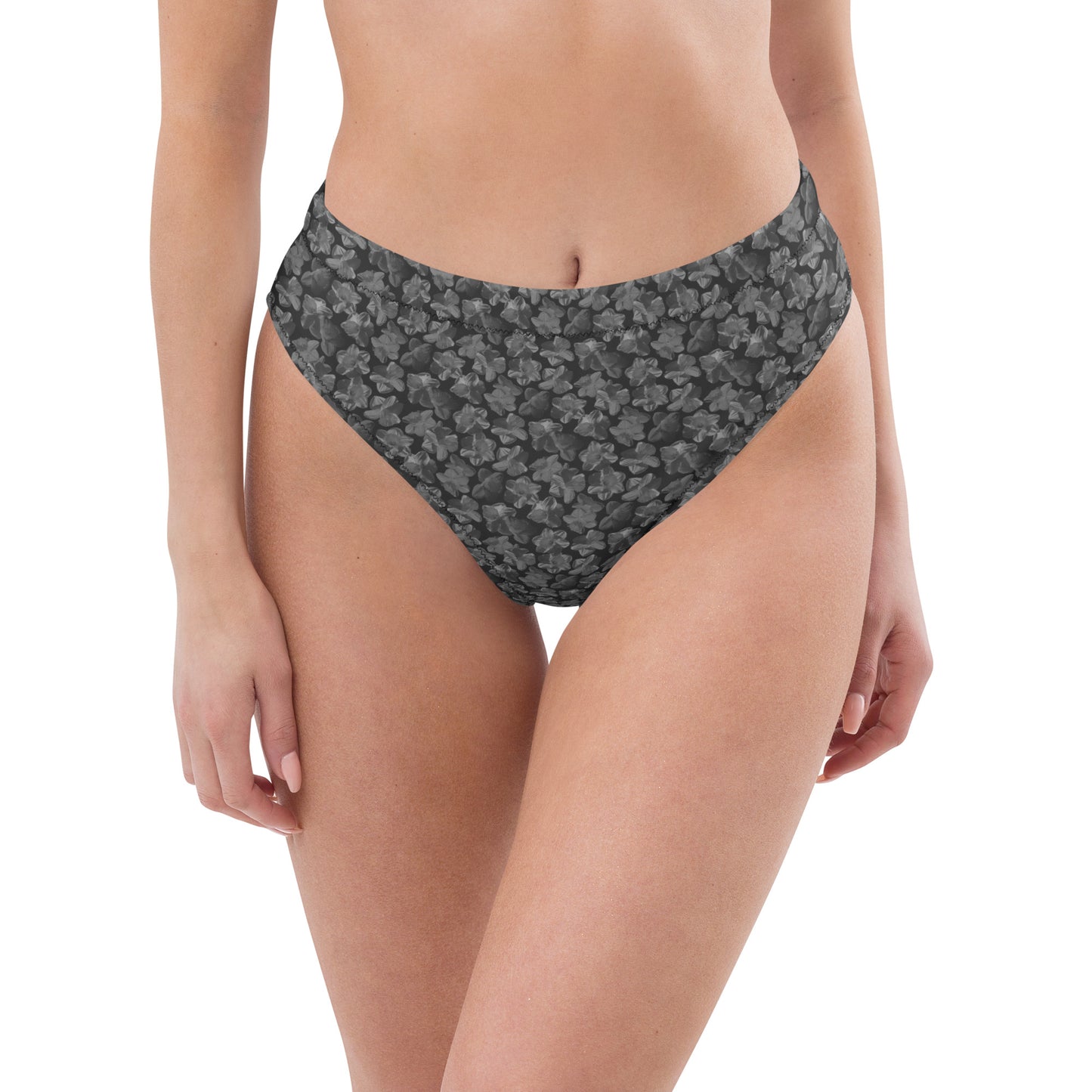 Recycled Flourish and Flow High-Waisted Bikini Bottom in Amboy Black