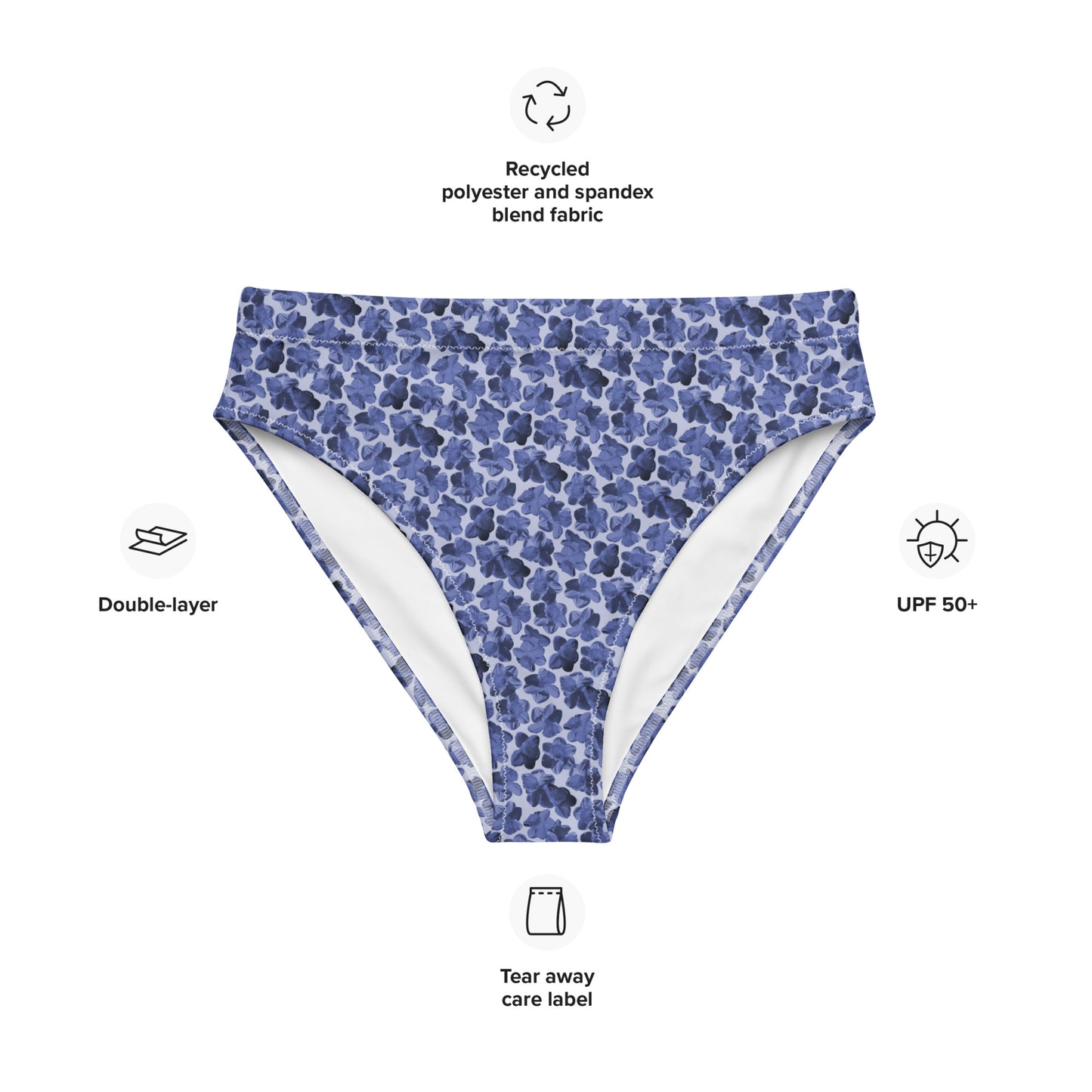 Recycled Flourish and Flow High-Waisted Bikini Bottom in Malibu Blue