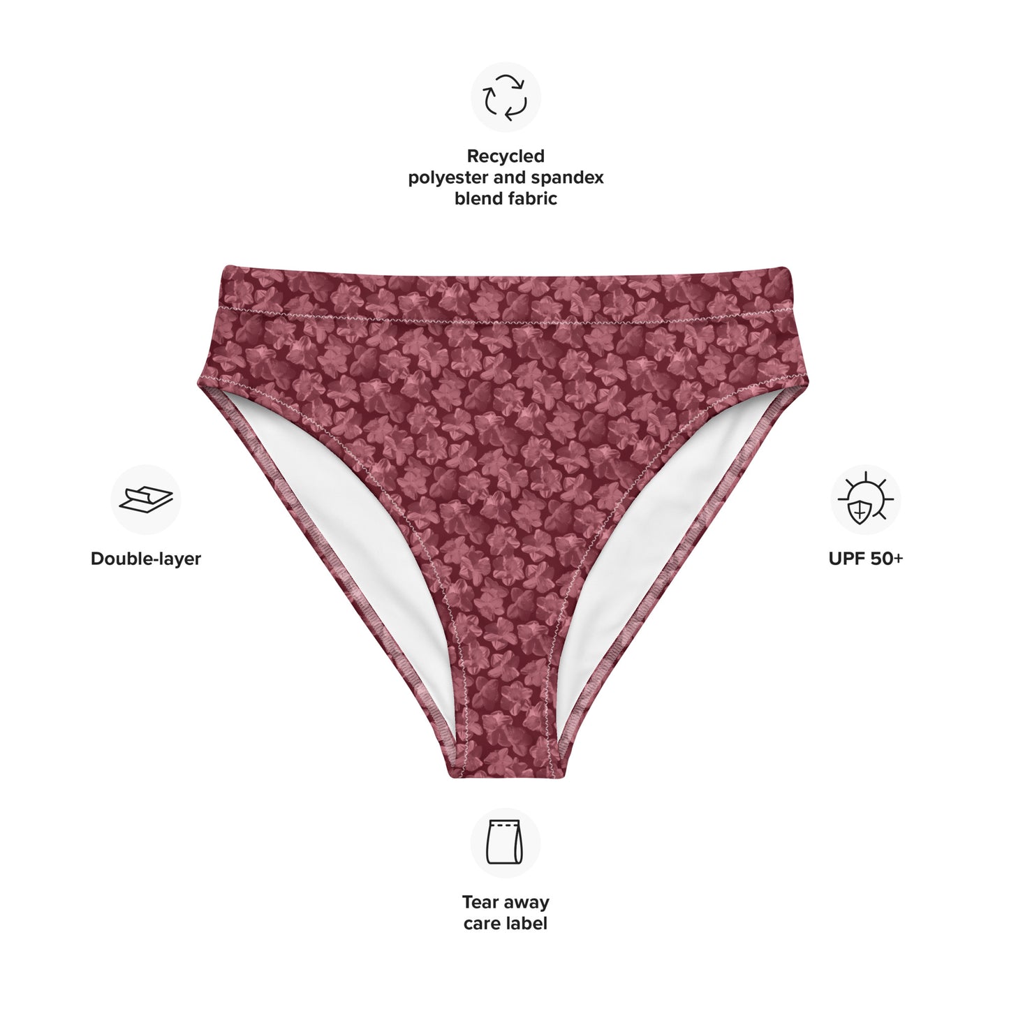 Recycled Flourish and Flow High-Waisted Bikini Bottom in Napa Red