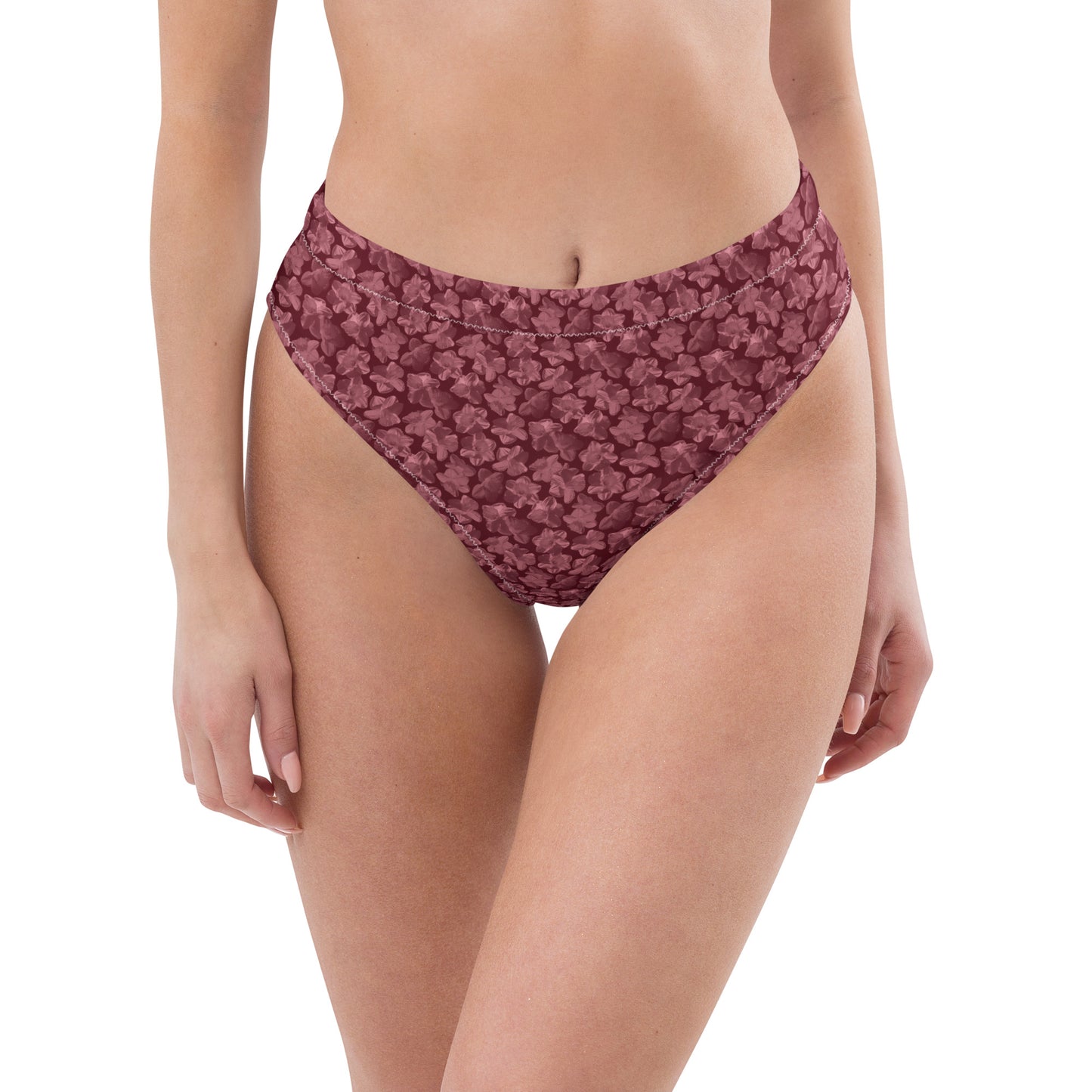 Recycled Flourish and Flow High-Waisted Bikini Bottom in Napa Red