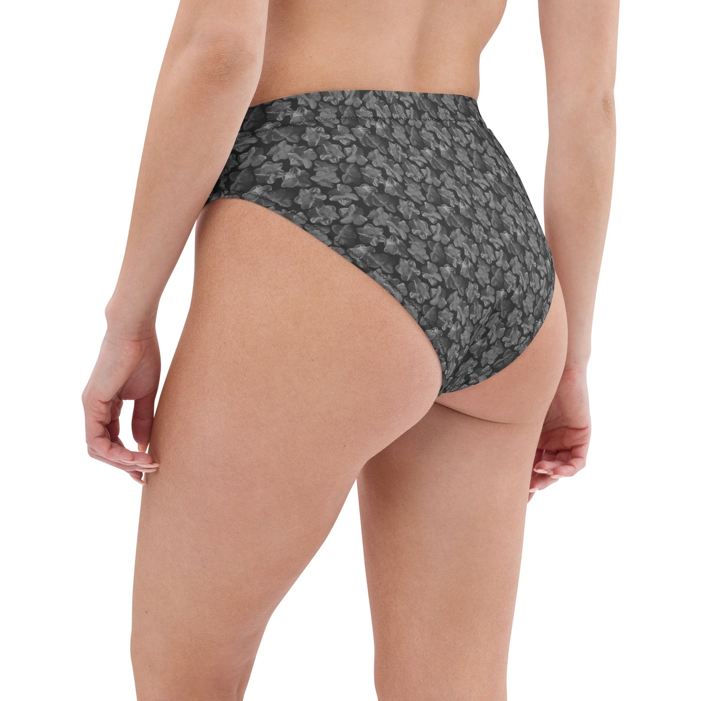 Recycled Flourish and Flow High-Waisted Bikini Bottom in Amboy Black