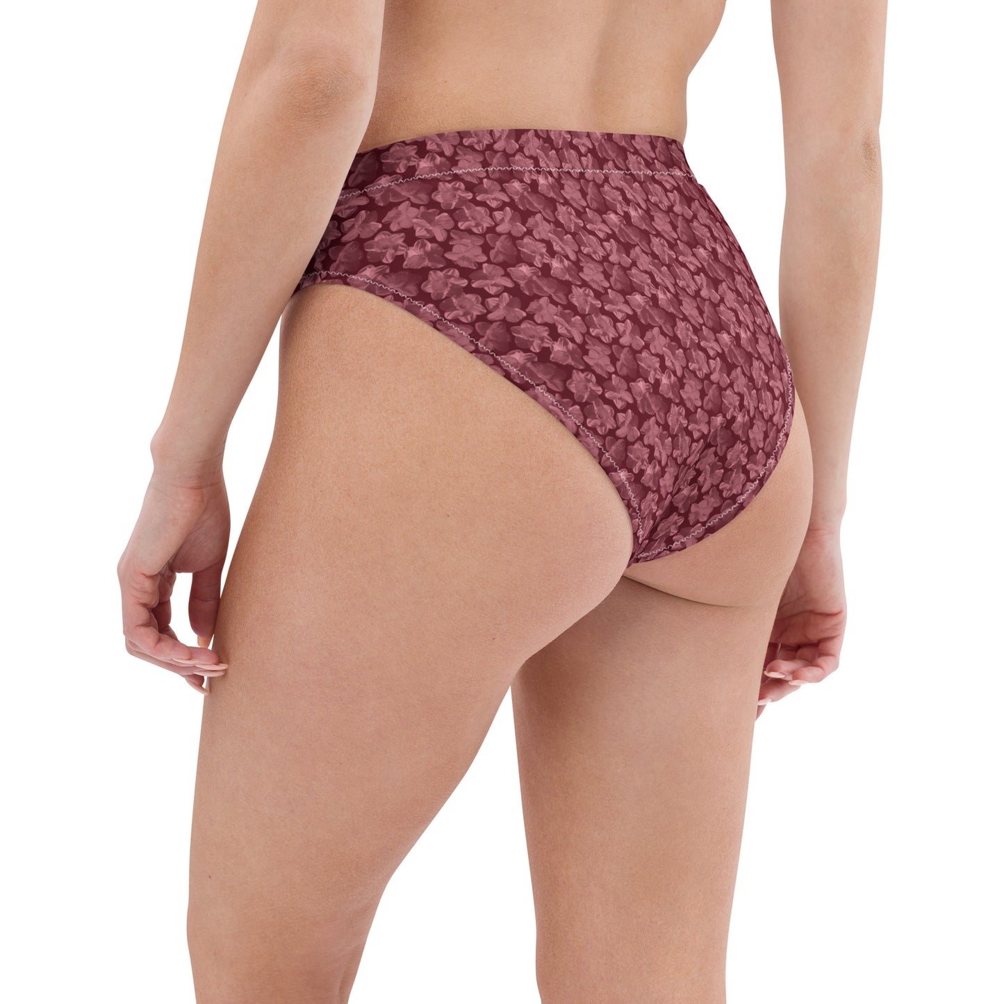 Recycled Flourish and Flow High-Waisted Bikini Bottom in Napa Red