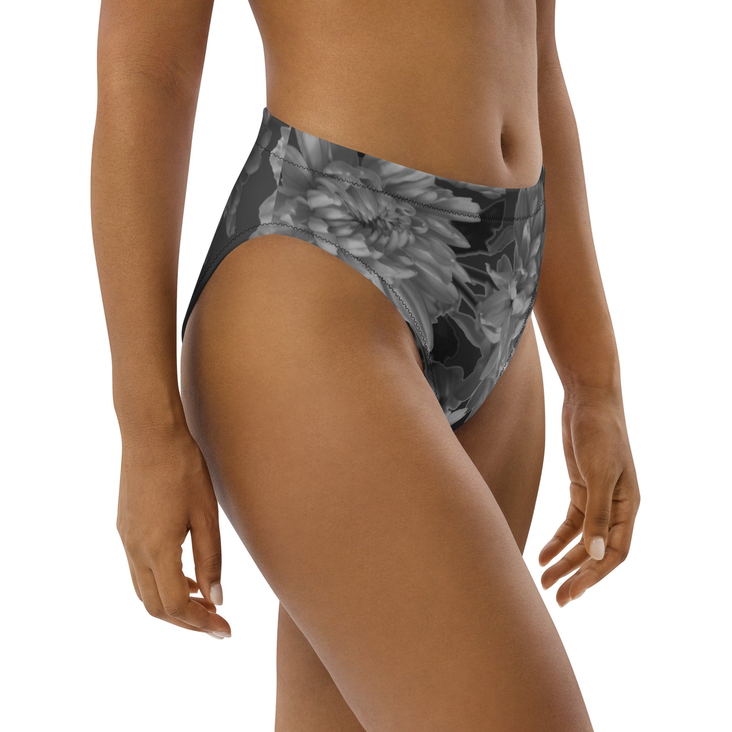 Recycled Gillyflower High-Waisted Bikini Bottom in Amboy Black