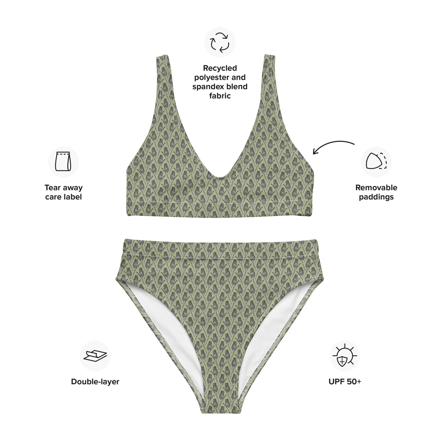 Recycled Sugarbush High-Waisted Bikini - Olive