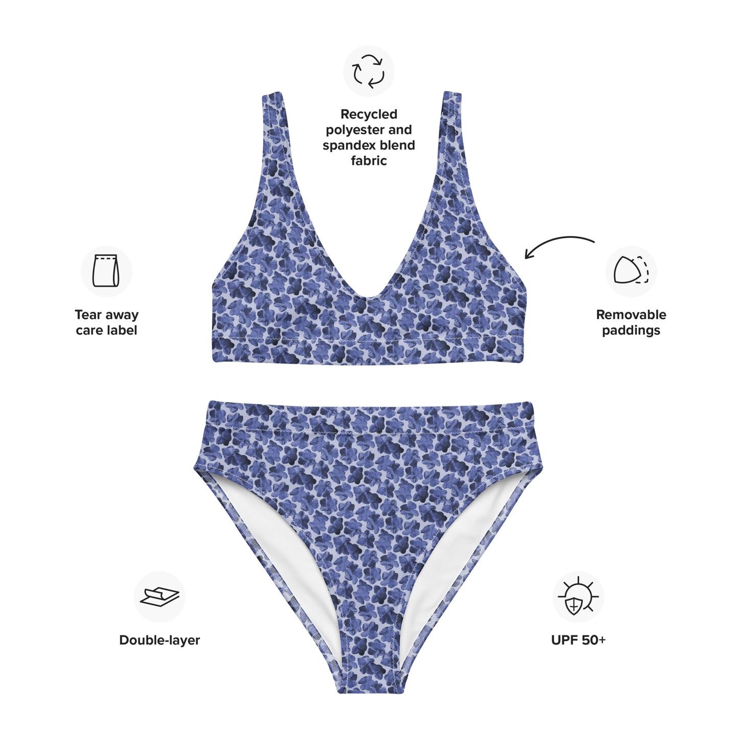 Recycled Flourish and Flow High-Waisted Bikini in Malibu Blue