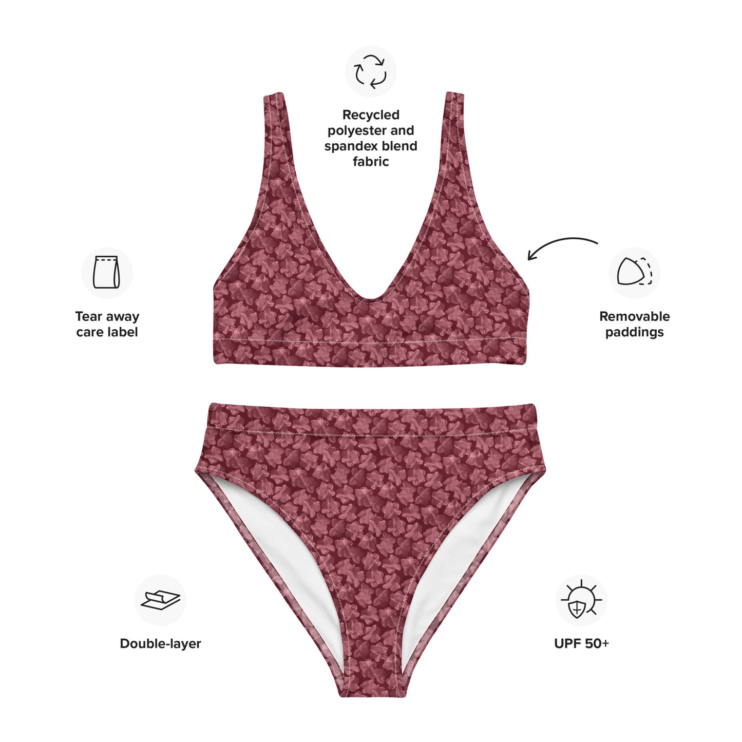 Recycled Flourish and Flow High-Waisted Bikini in Napa Red