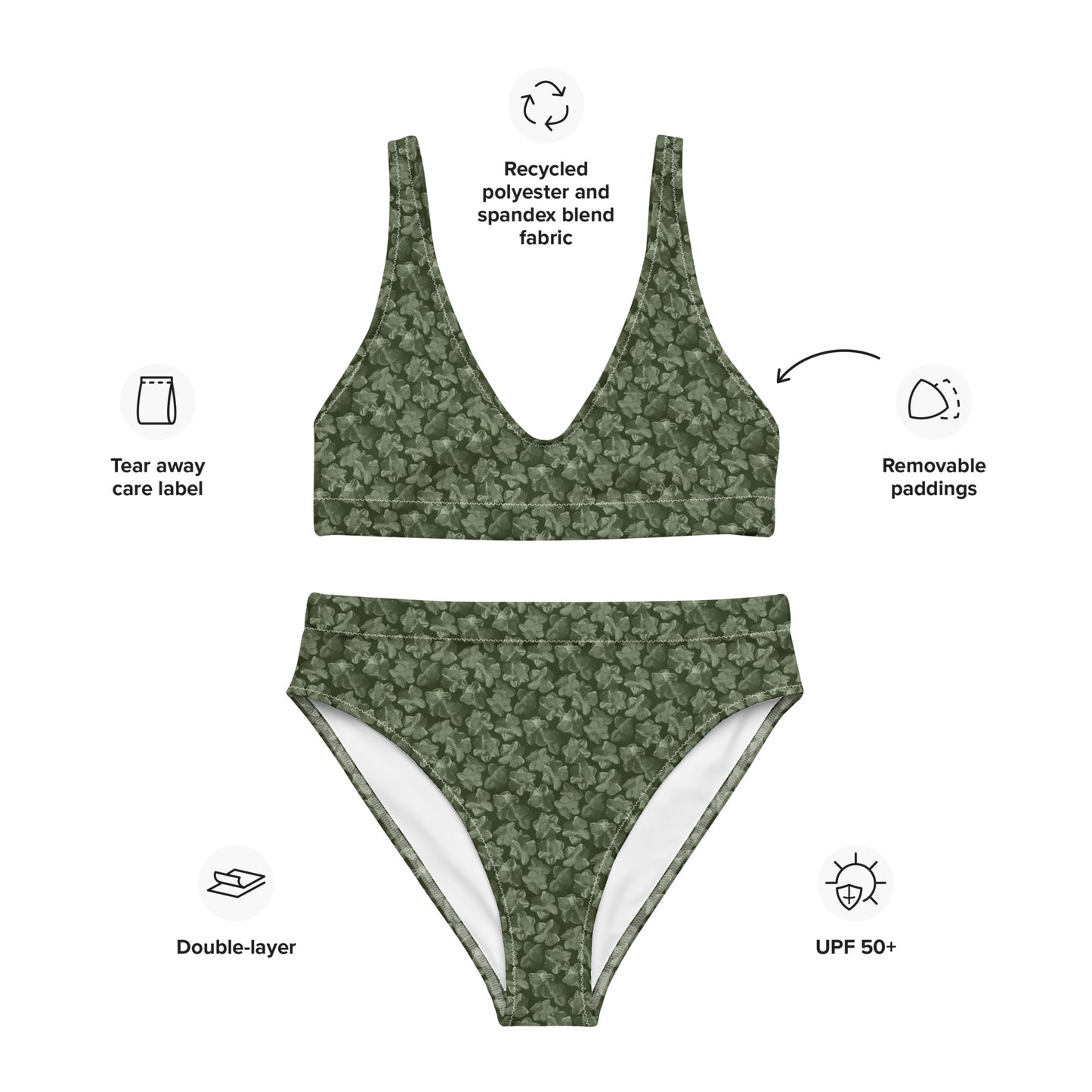 Recycled Flourish and Flow High-Waisted Bikini in Anacapa Green