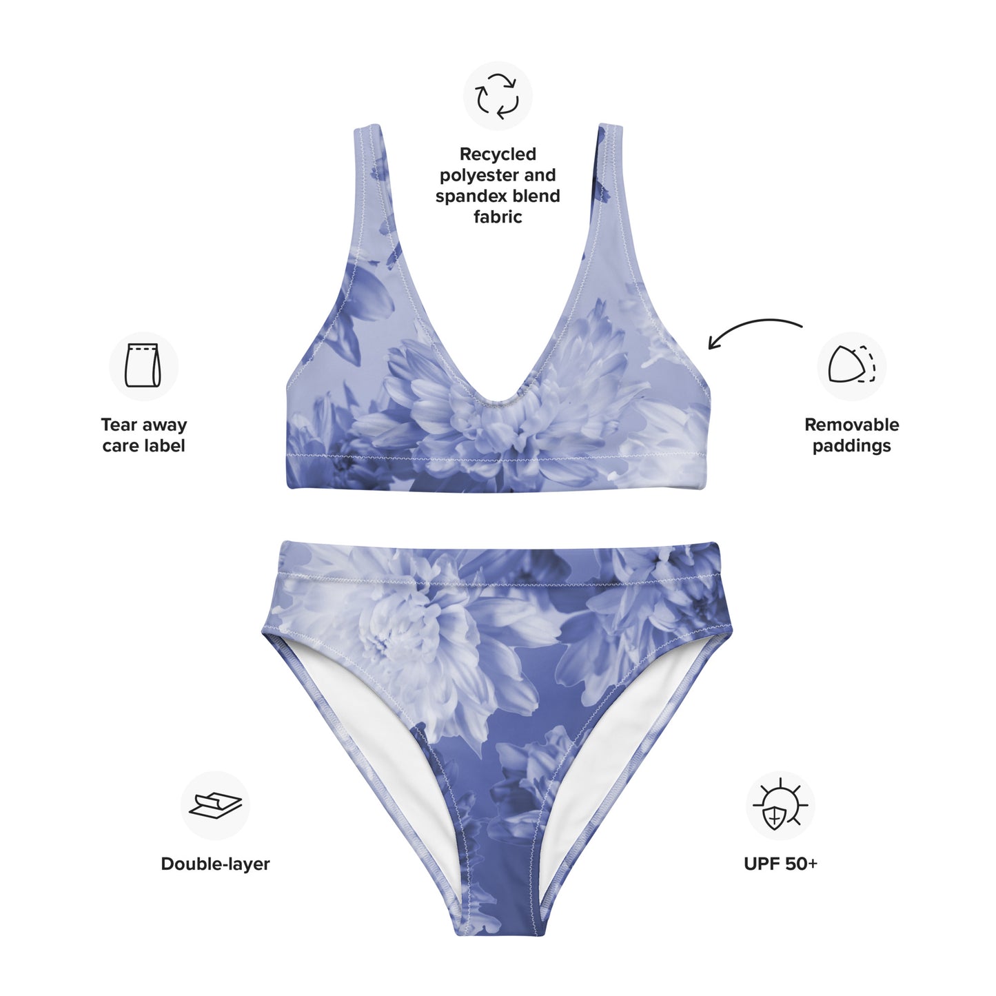 Recycled Gillyflower High-Waisted Bikini in Malibu Blue