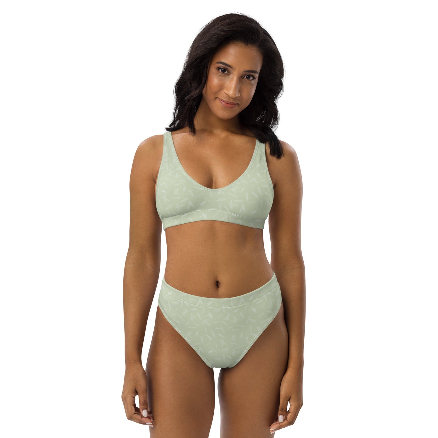 Recycled Petal Power High-Waisted Bikini in Anacapa Green