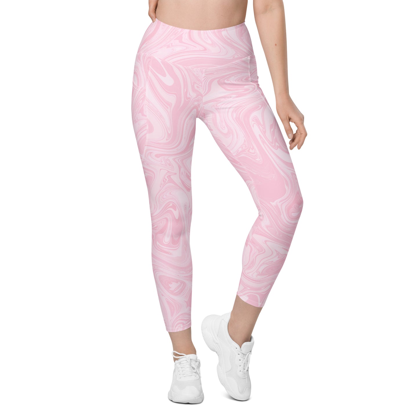 Recycled Marble Leggings with Pockets - Pink Lotus