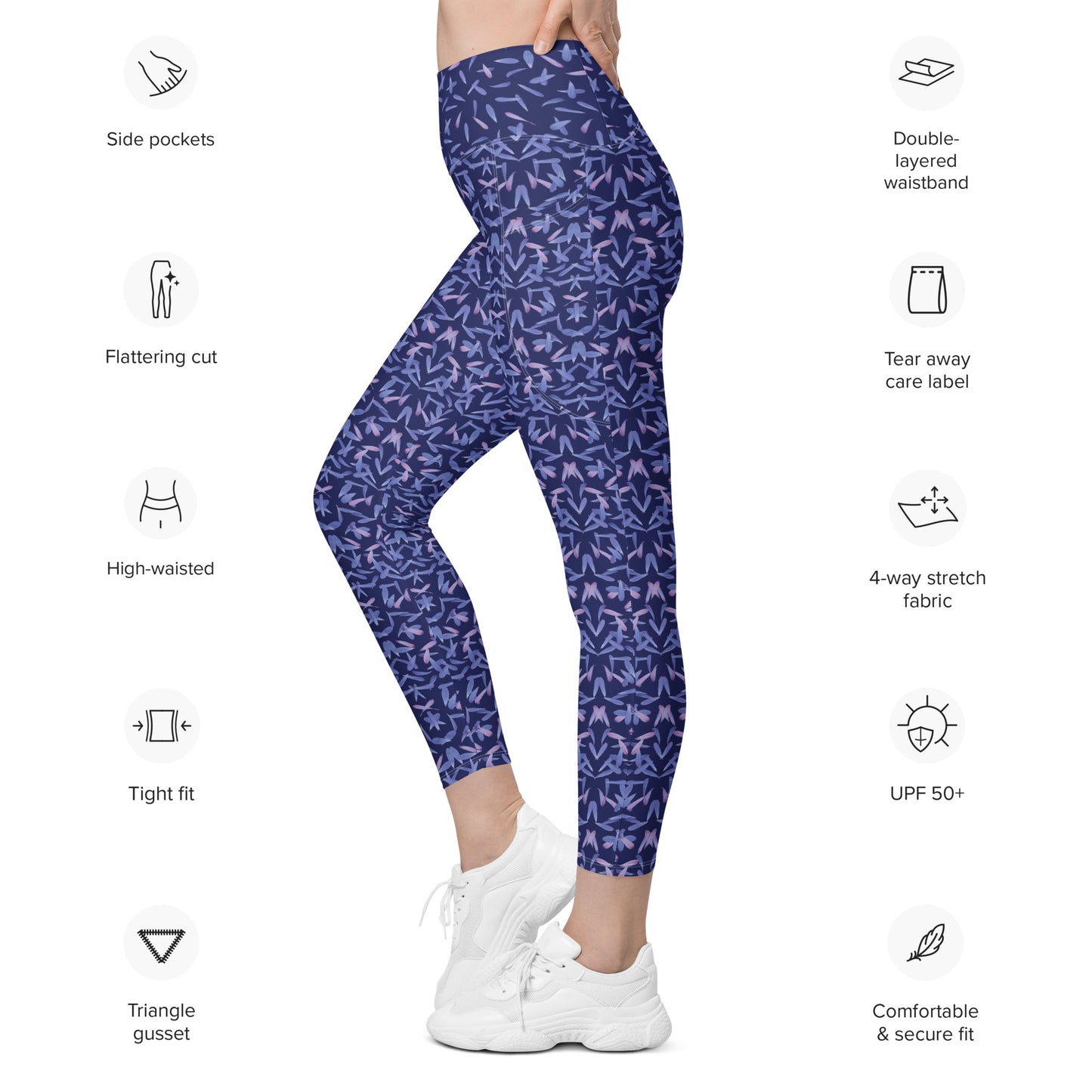 Recycled Petal Power Leggings in Malibu Blue