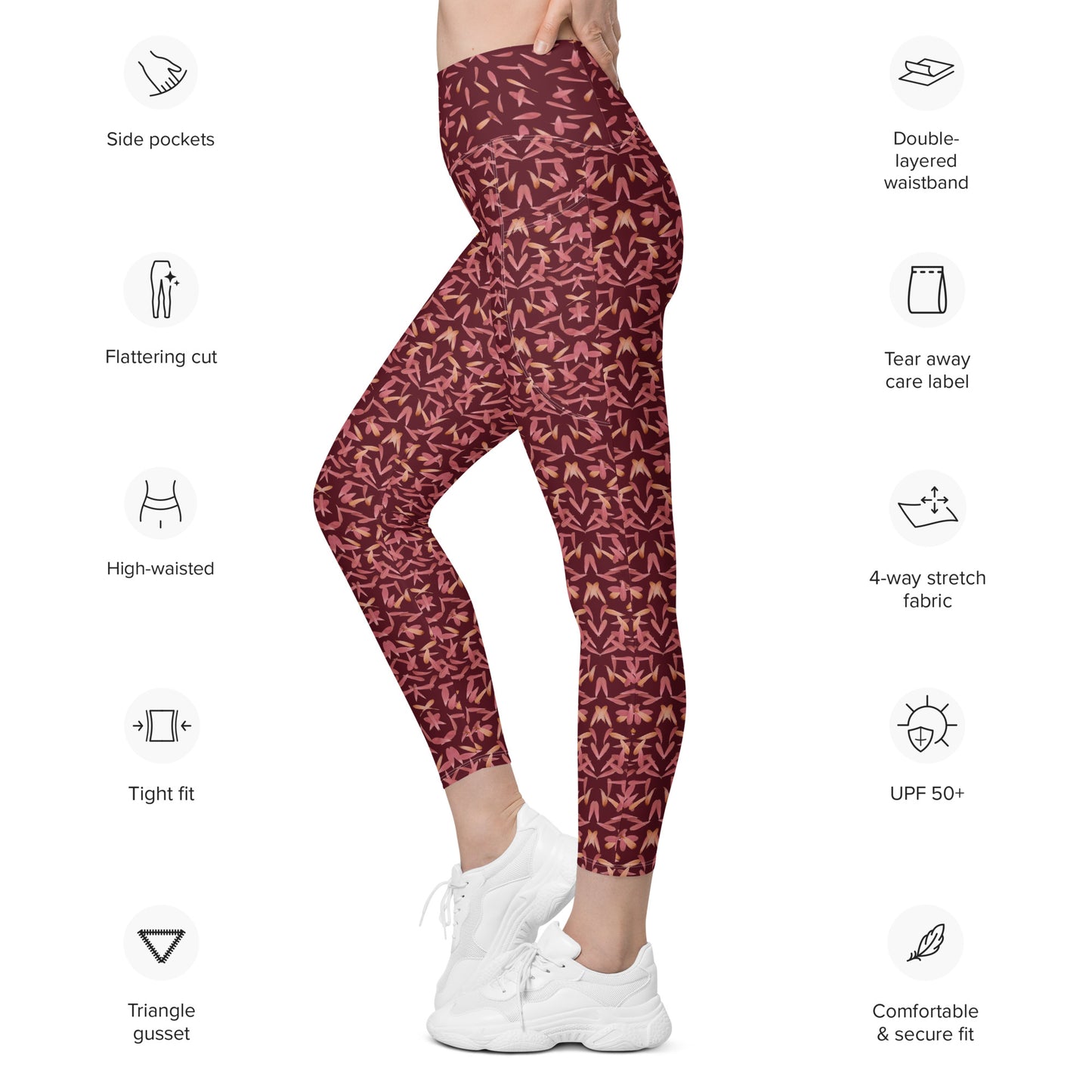 Recycled Petal Power Leggings in Napa Red