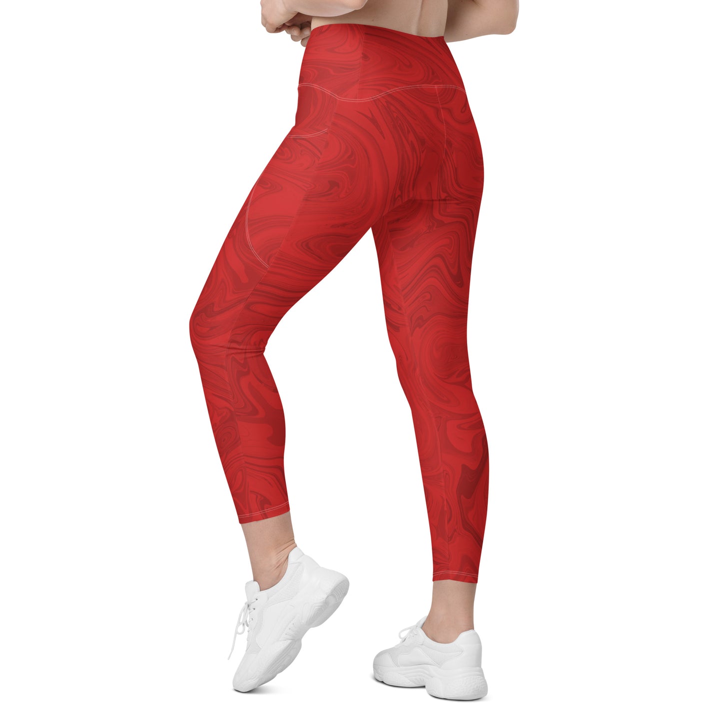 Recycled Marble Leggings with Pockets - Ruby