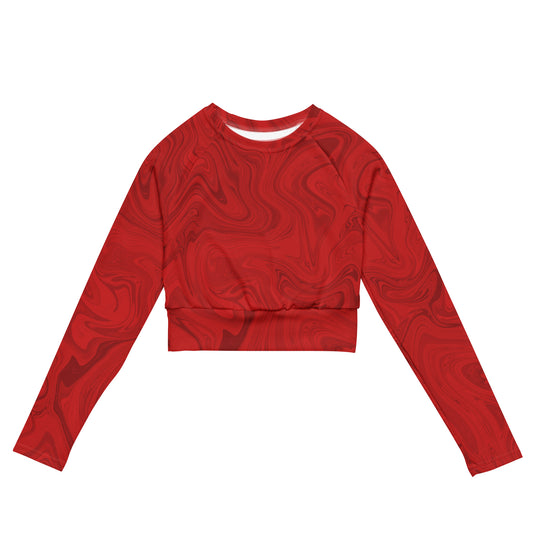 Recycled Marble Long Sleeve Crop - Ruby