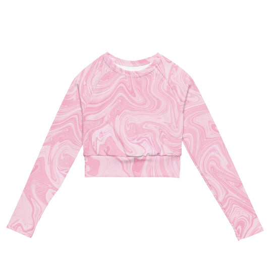 Recycled Marble Long Sleeve Crop - Pink Lotus