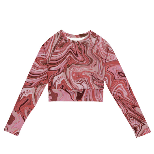 Recycled Marble Long Sleeve Crop - Flamingo