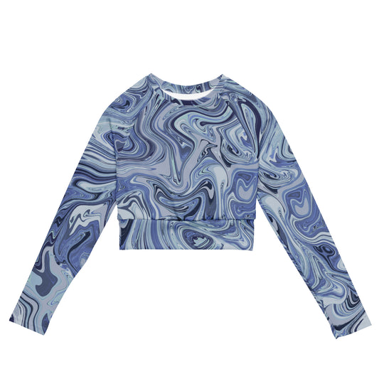 Recycled Marble Long Sleeve Crop - Cobalt