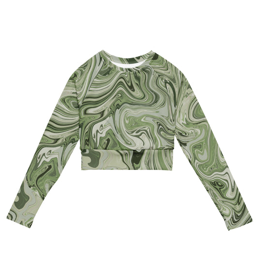 Recycled Marble Long Sleeve Crop - Pistachio