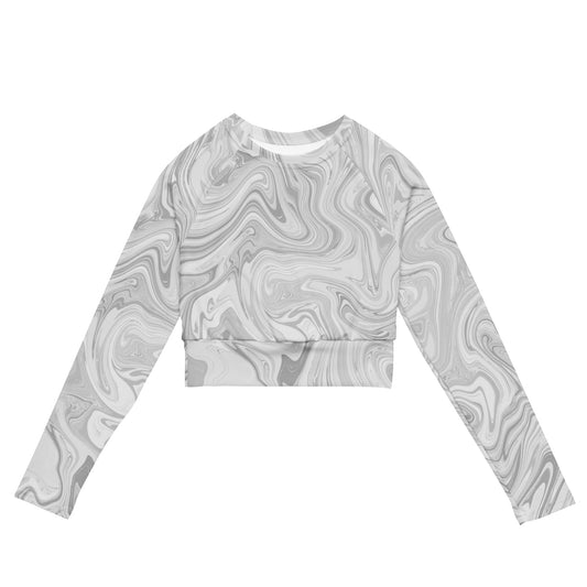 Recycled Marble Long Sleeve Crop - Ivory