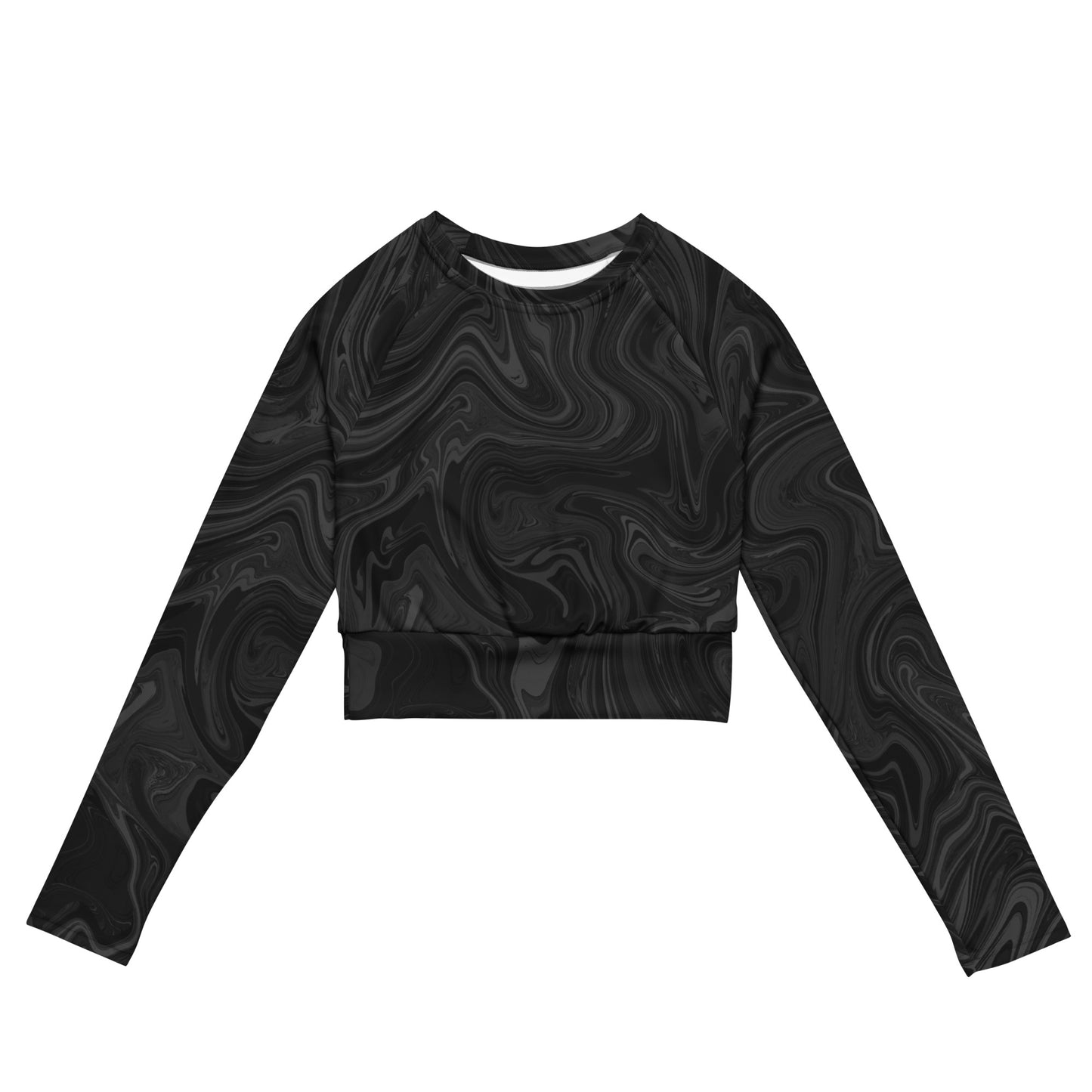 Recycled Marble Long Sleeve Crop - Onyx