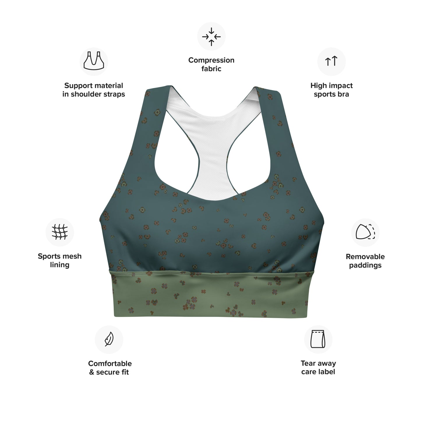 Recycled Clover Sports Bra - Jade