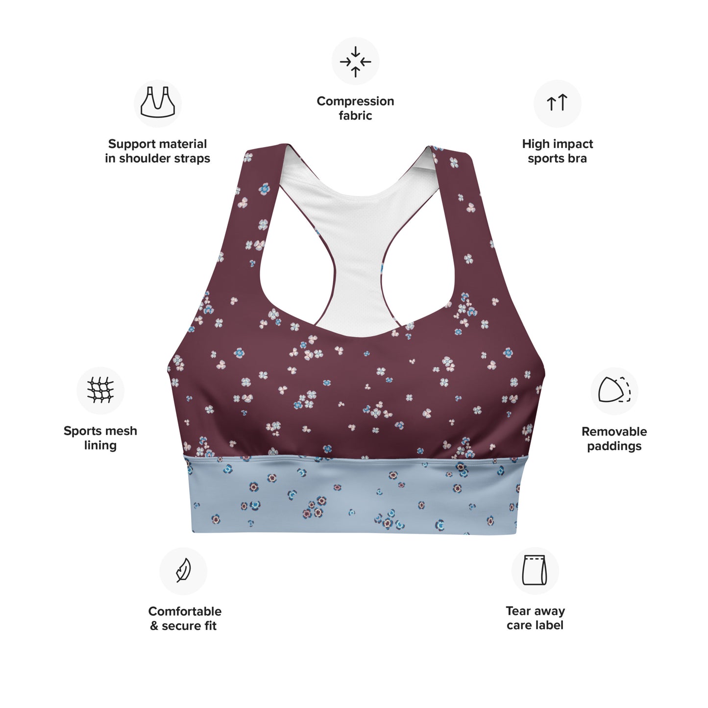 Recycled Clover Sports Bra - Ruby