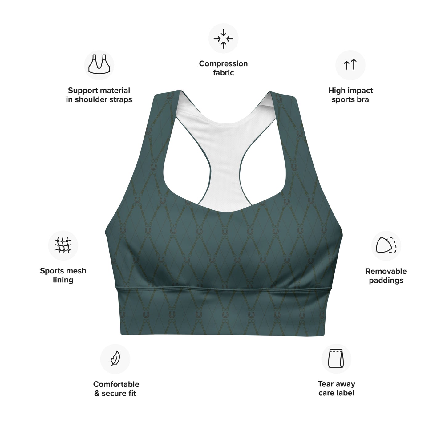 Recycled Horseshoe Sports Bra - Jade