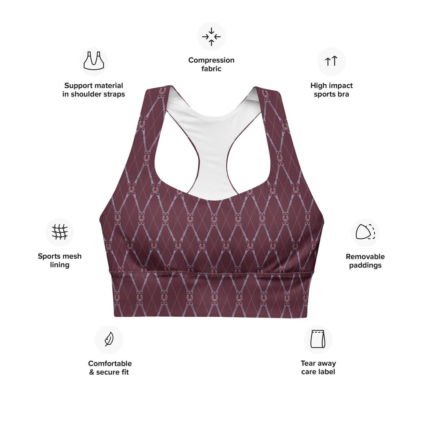 Recycled Horseshoe Sports Bra - Ruby