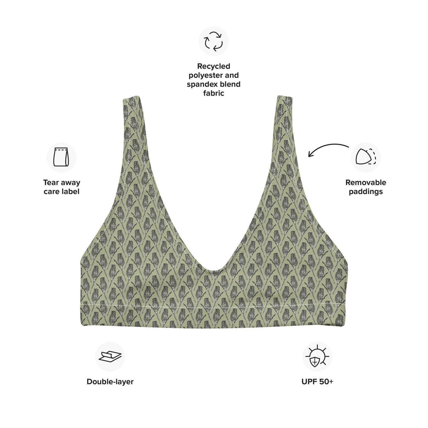 Recycled Sugarbush Bikini Top - Olive