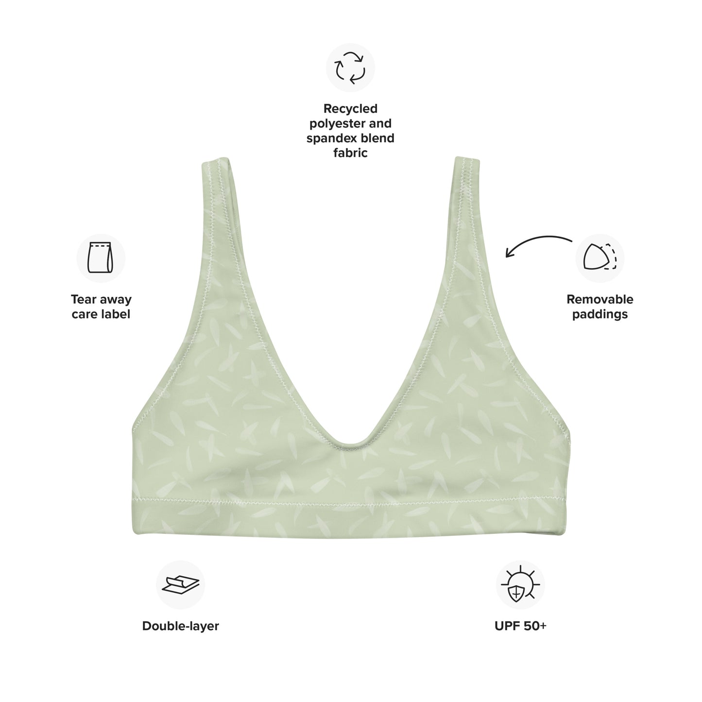 Recycled Petal Power Bikini Top in Anacapa Green