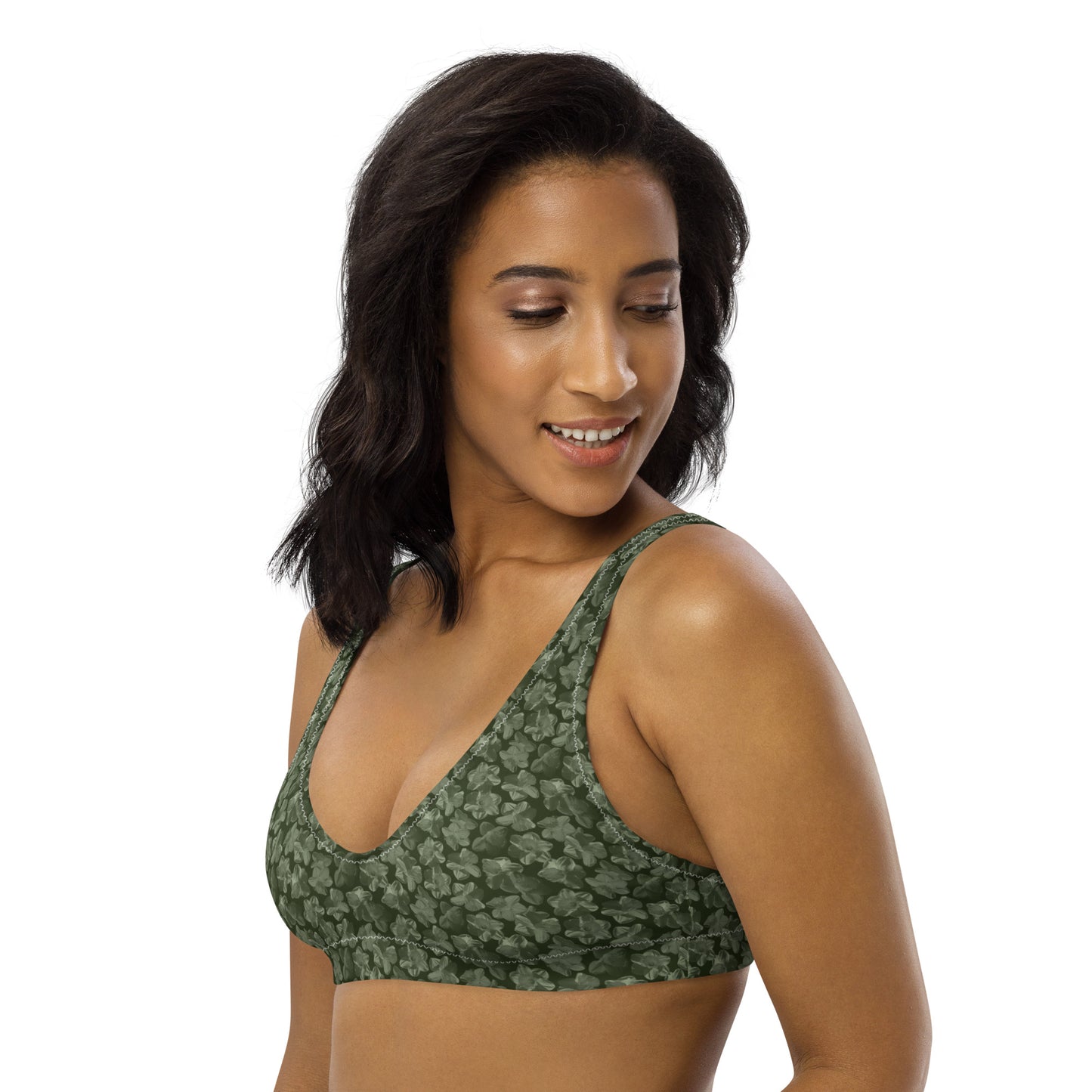 Recycled Flourish and Flow Bikini Top in Anacapa Green