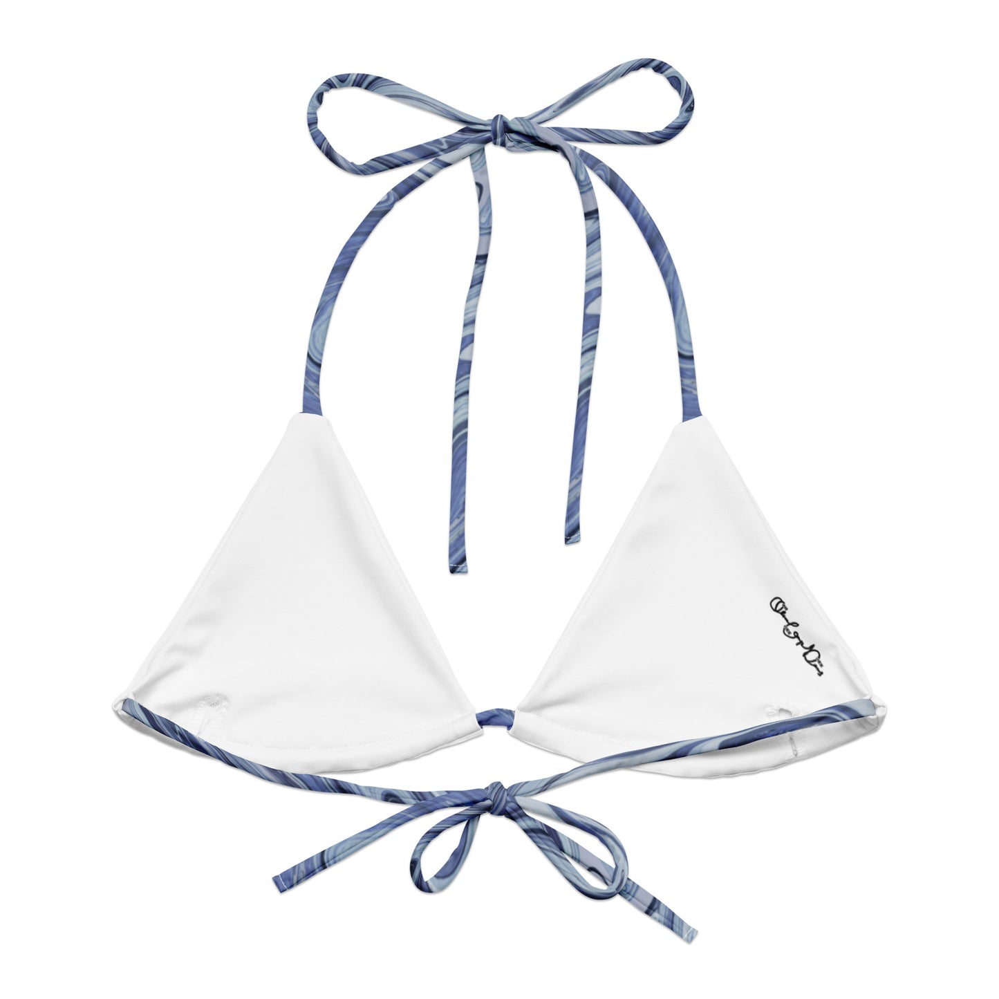 Maggiore Marble Recycled String Bikini Top - Cobalt