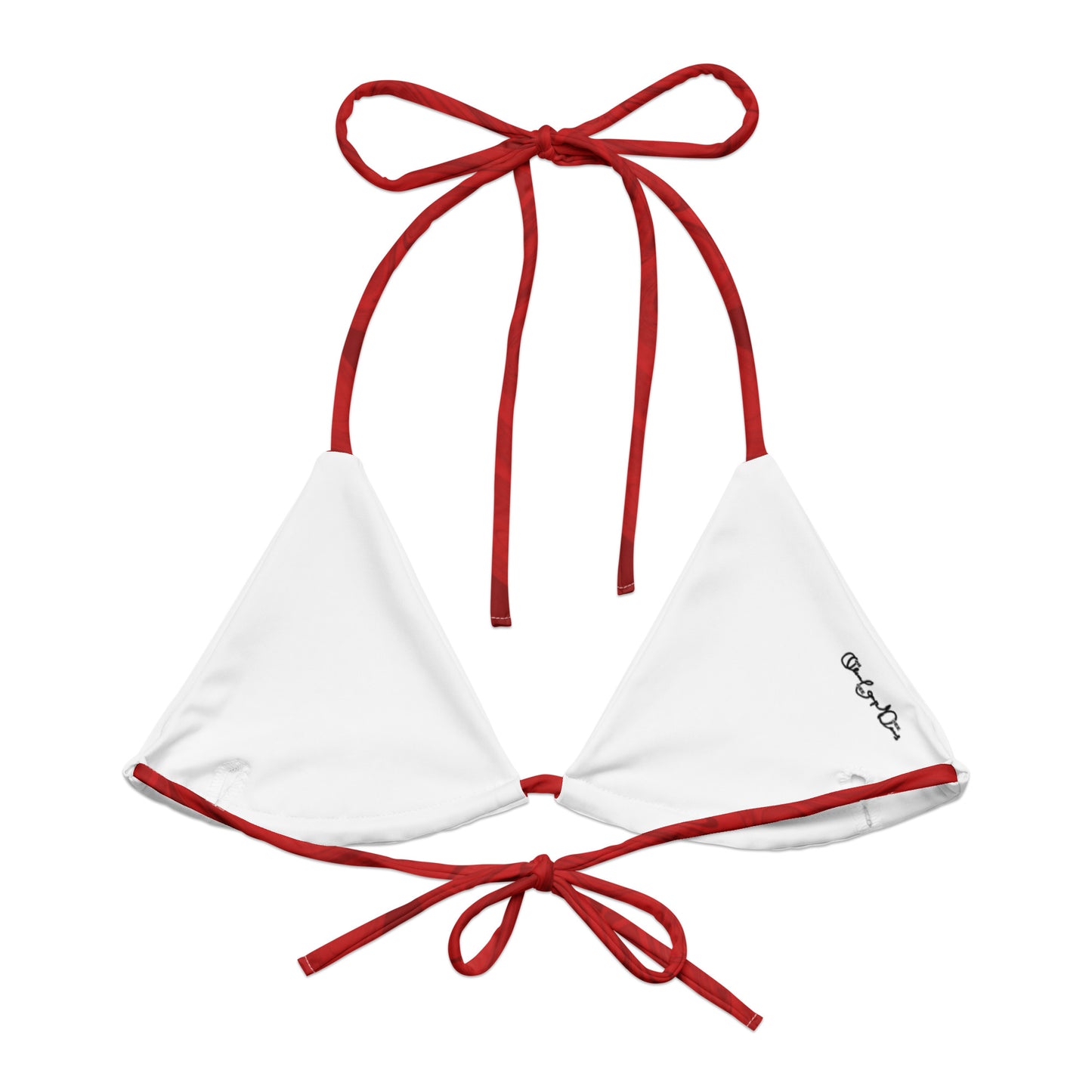 Recycled Marble String Bikini Top - Ruby