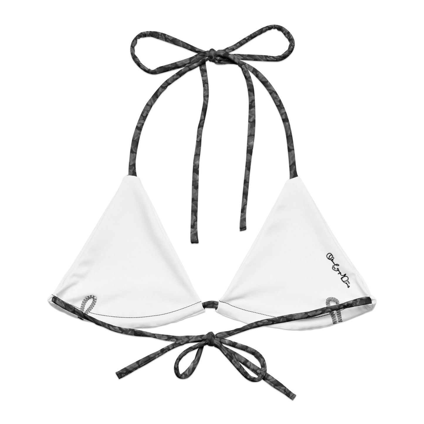 Recycled Flourish and Flow String Bikini Top in Amboy Black