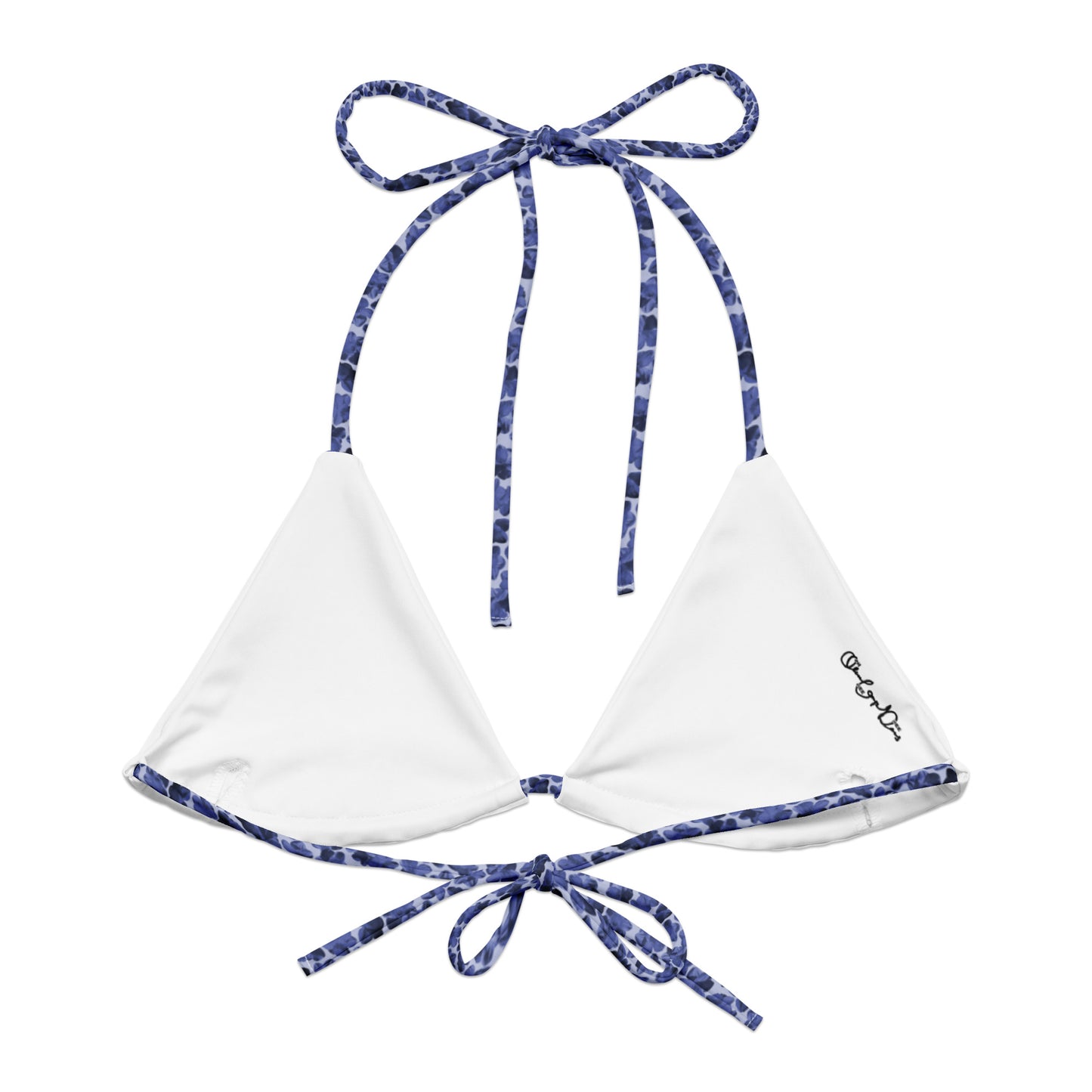 Recycled Flourish and Flow String Bikini Top in Malibu Blue