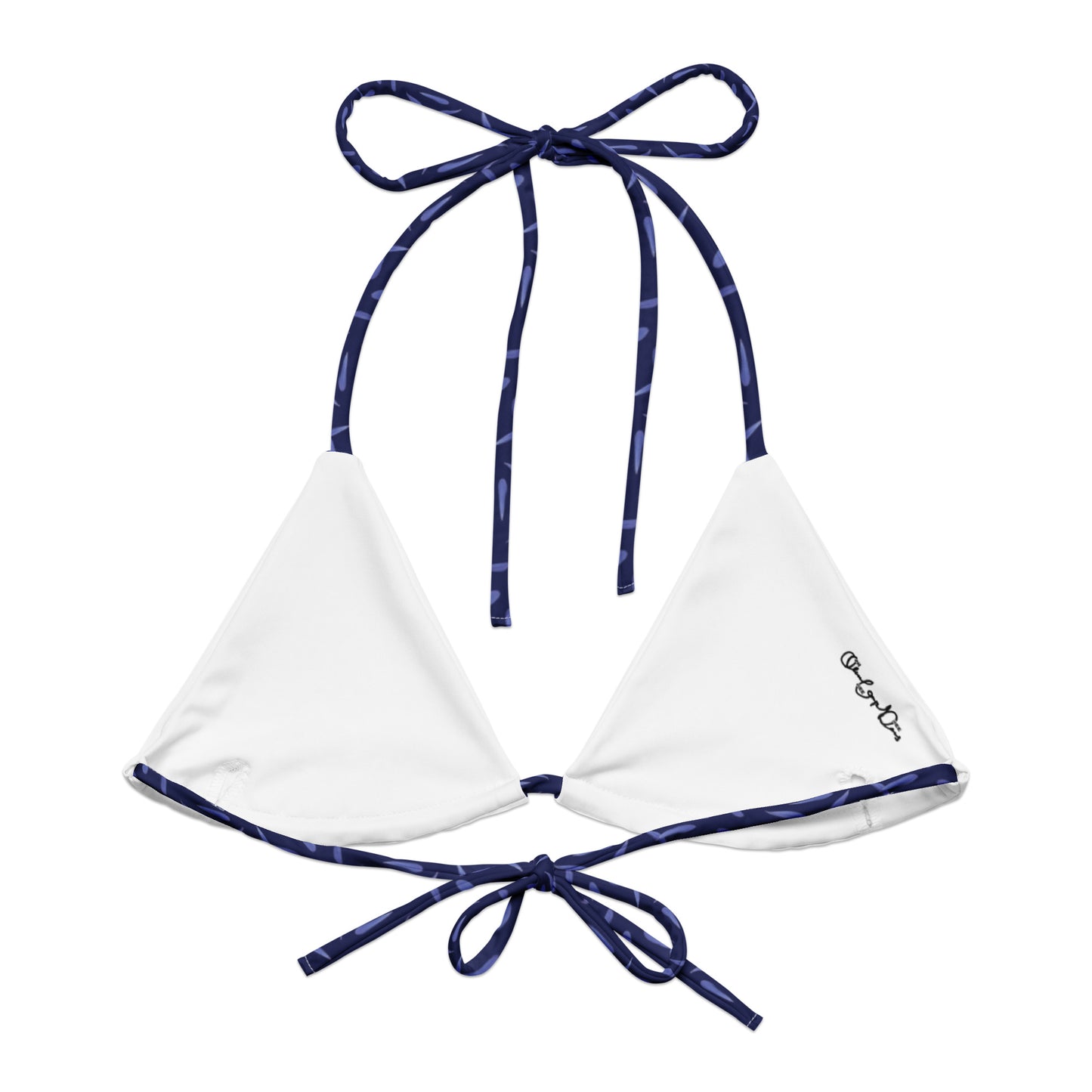 Recycled Petal Power String Bikini Top in Malibu Blue