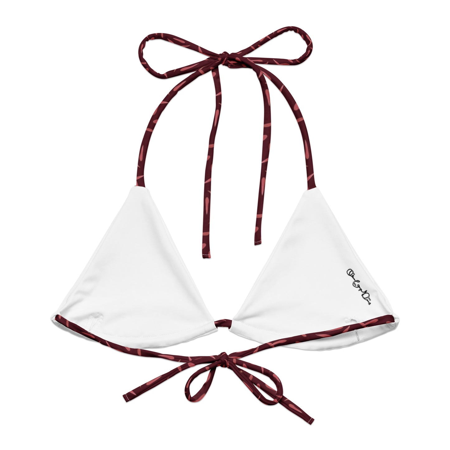 Recycled Petal Power String Bikini Top in Napa Red