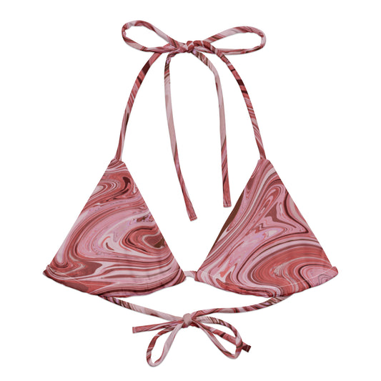 Maggiore Marble Recycled String Bikini Top - Flamingo