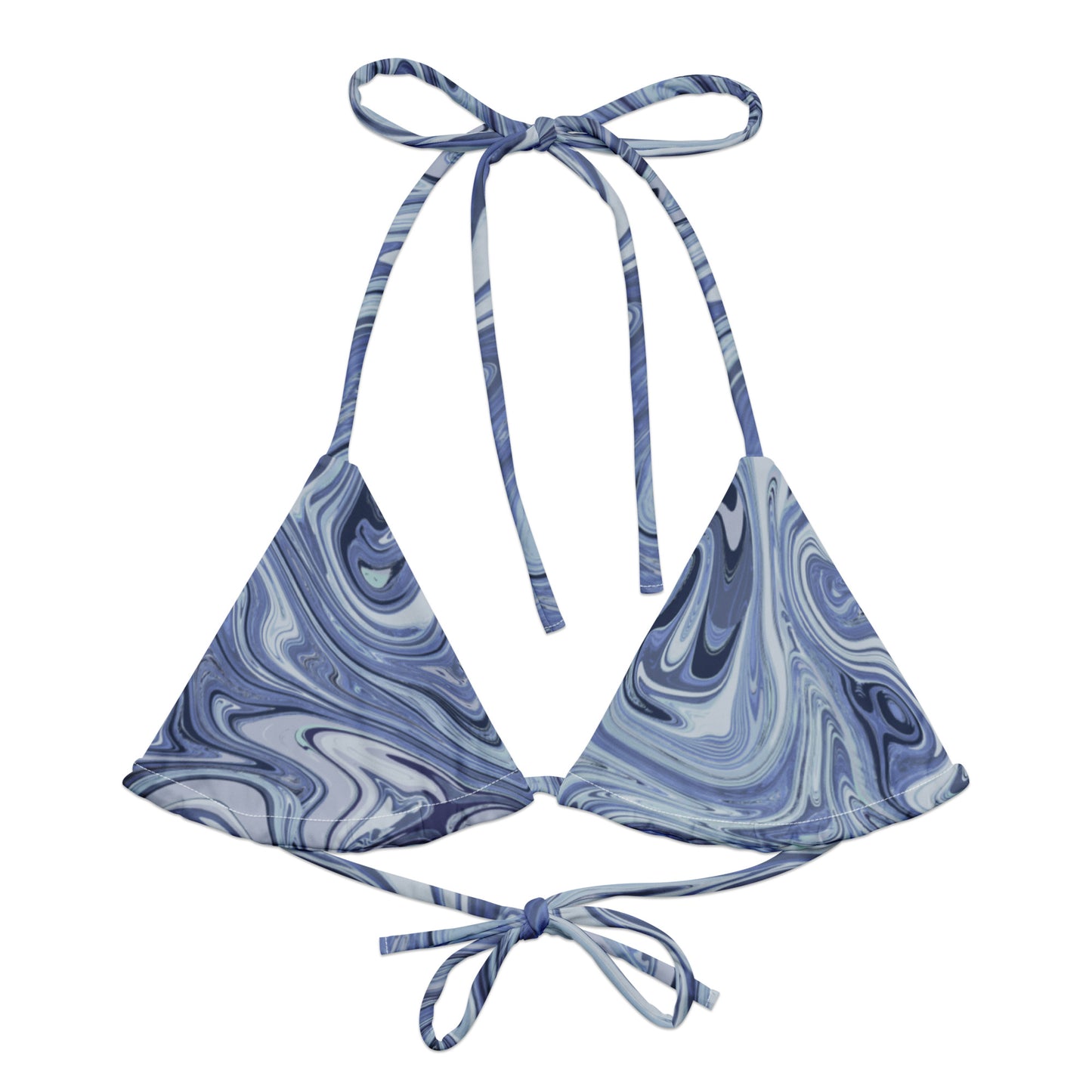 Maggiore Marble Recycled String Bikini Top - Cobalt