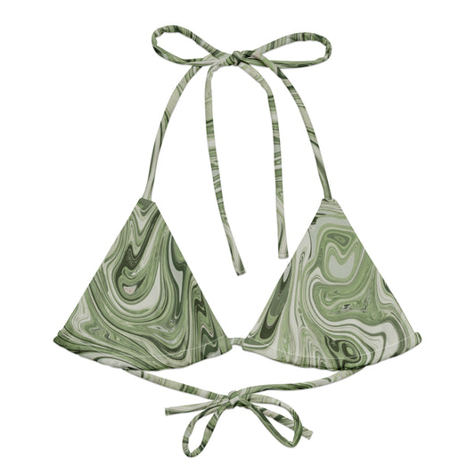 Maggiore Marble Recycled String Bikini Top - Pistachio